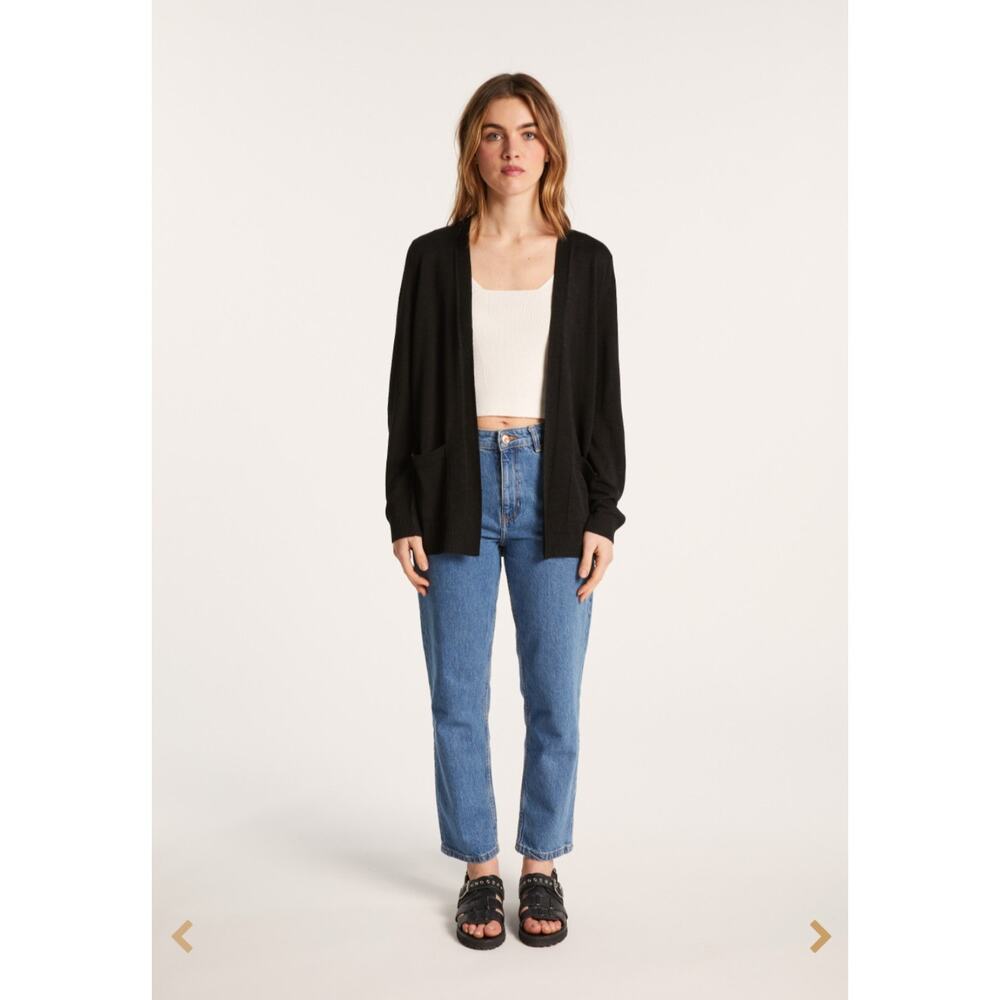POLES Maison Montagut Black Naelle Long Flamed Linen Cardigan Size Medium